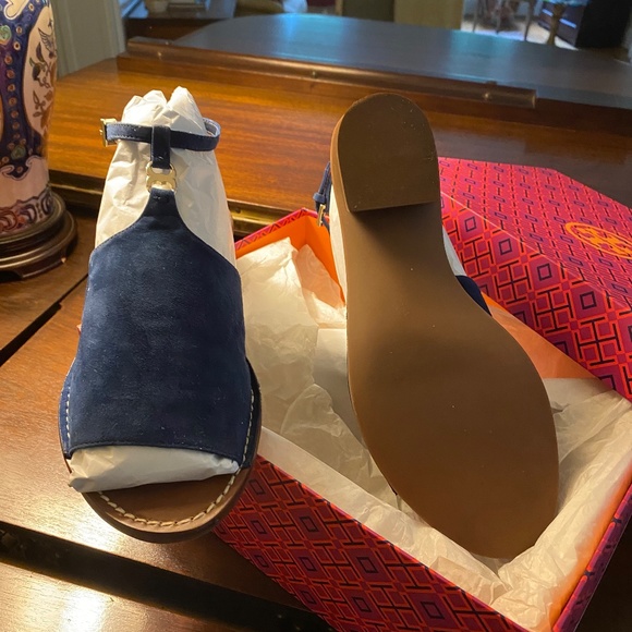 TROY BURCH ROYAL NAVY SUEDE SANDALS SIZE 9.5 - Picture 5 of 6